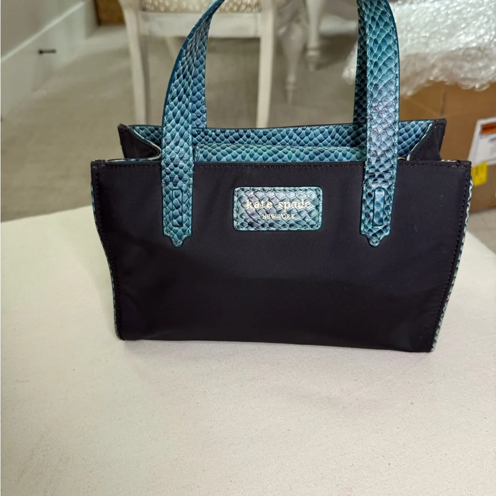 Kate Spade Black mini Tote with Teal Accents